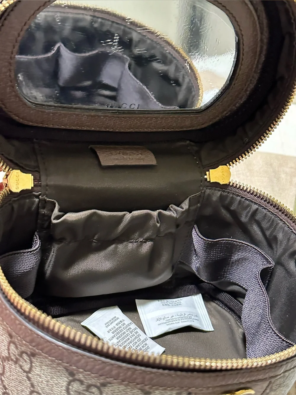 Gucci Beige Monogram mini Vanity Case Ophedia Looks New